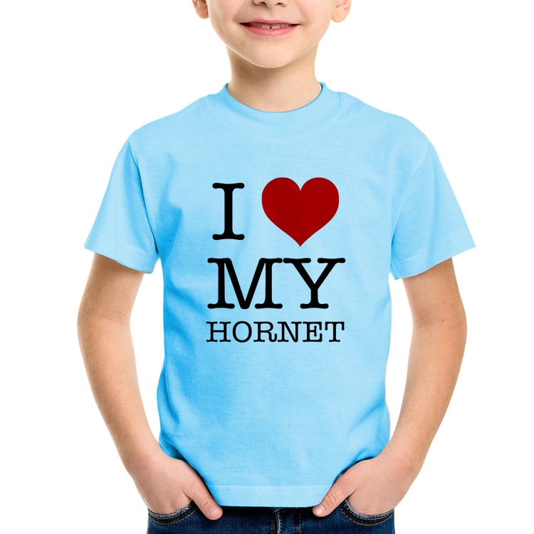 Camiseta Infantil I Love My Hornet - Azul Bebê