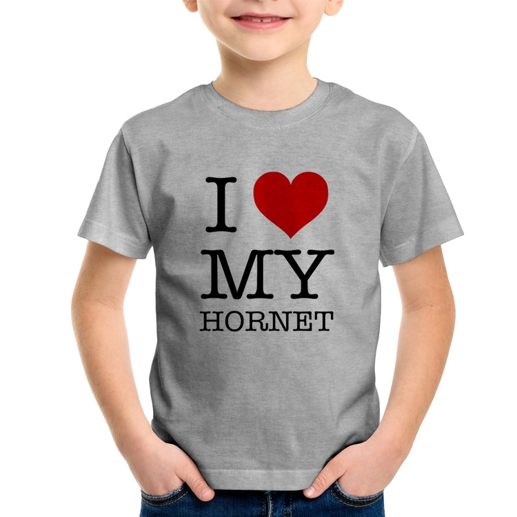 Camiseta Infantil I Love My Hornet - Cinza