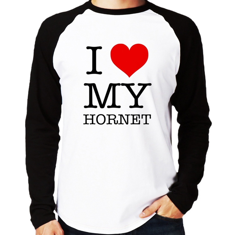 Camiseta Raglan I Love My Hornet Manga Longa