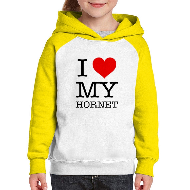 Moletom Infantil I Love My Hornet - Branco/Amarelo