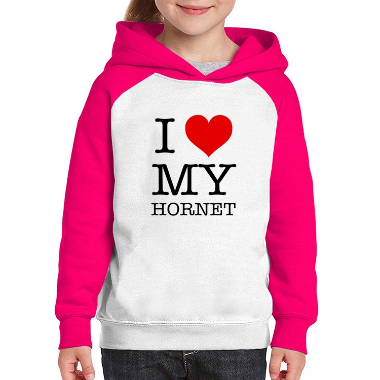 Moletom Infantil I Love My Hornet - Branco/Rosa