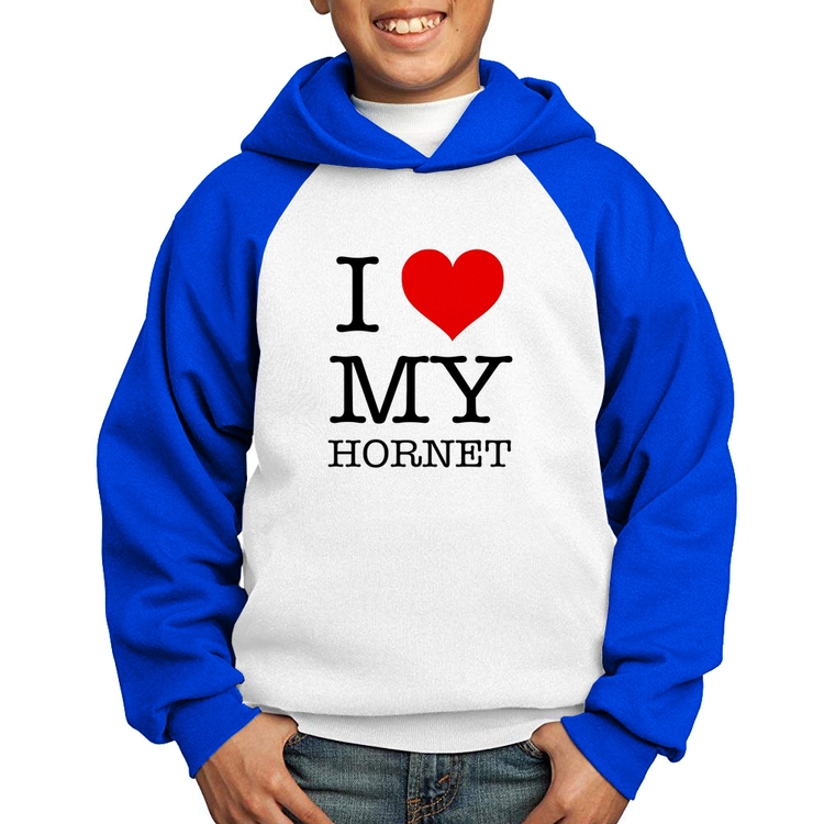 Moletom Infantil I Love My Hornet - Branco/Azul