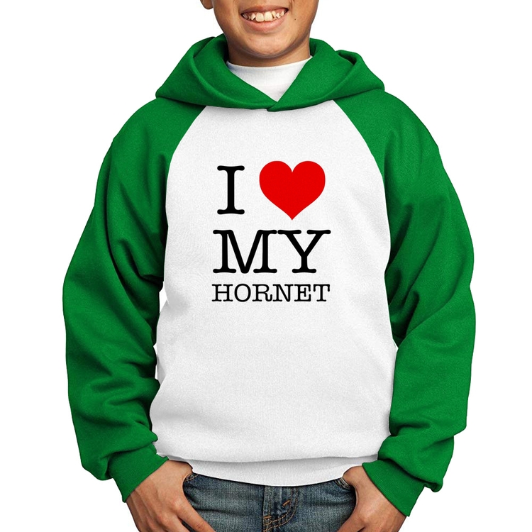 Moletom Infantil I Love My Hornet - Branco/Verde