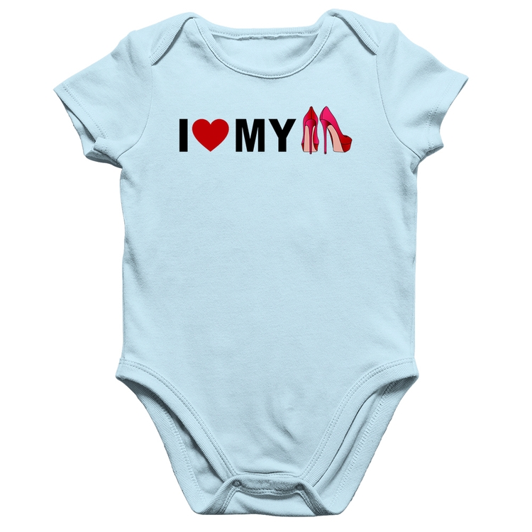 Body Bebê Algodão I Love My Shoes - Azul Bebê