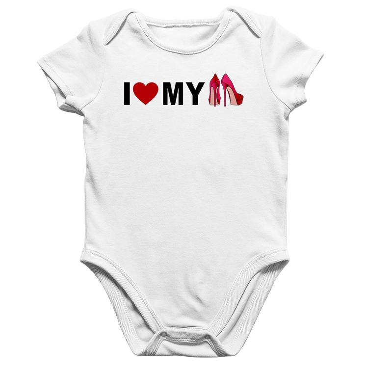 Body Bebê Algodão I Love My Shoes - Branco