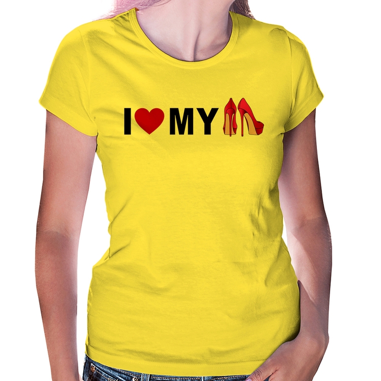 Baby Look I Love My Shoes - Amarela