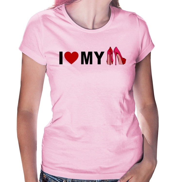 Baby Look I Love My Shoes - Rosa Bebê