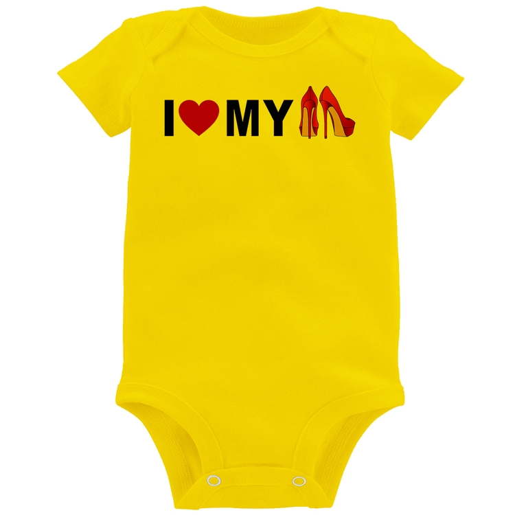 Body Bebê I Love My Shoes - Amarelo