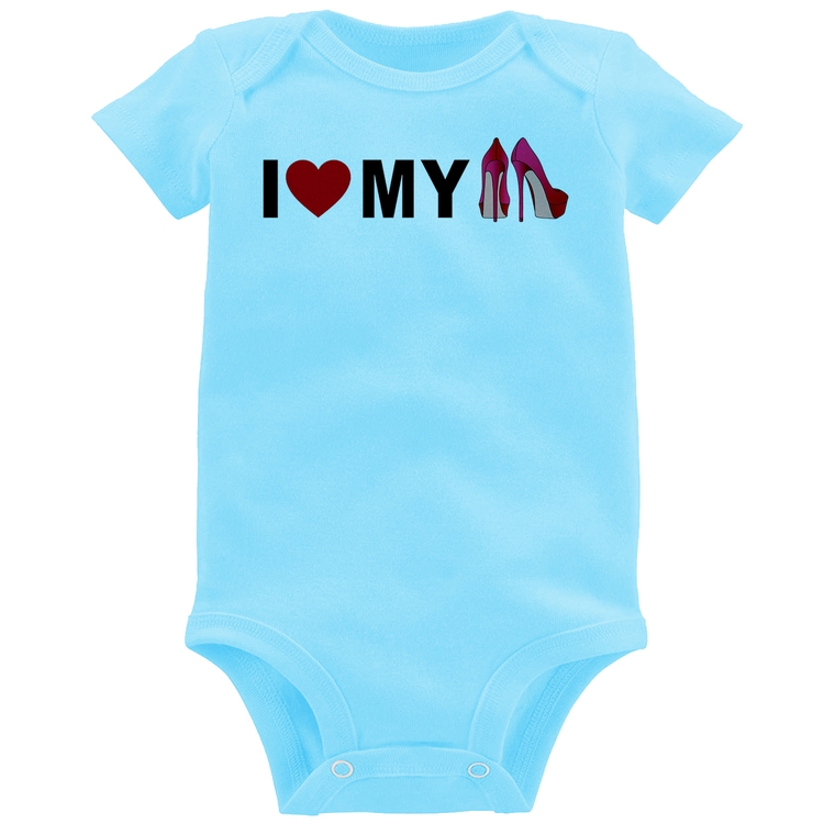 Body Bebê I Love My Shoes - Azul Bebê