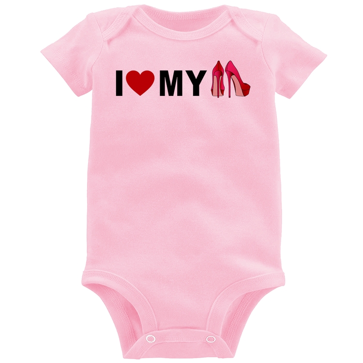 Body Bebê I Love My Shoes - Rosa Bebê