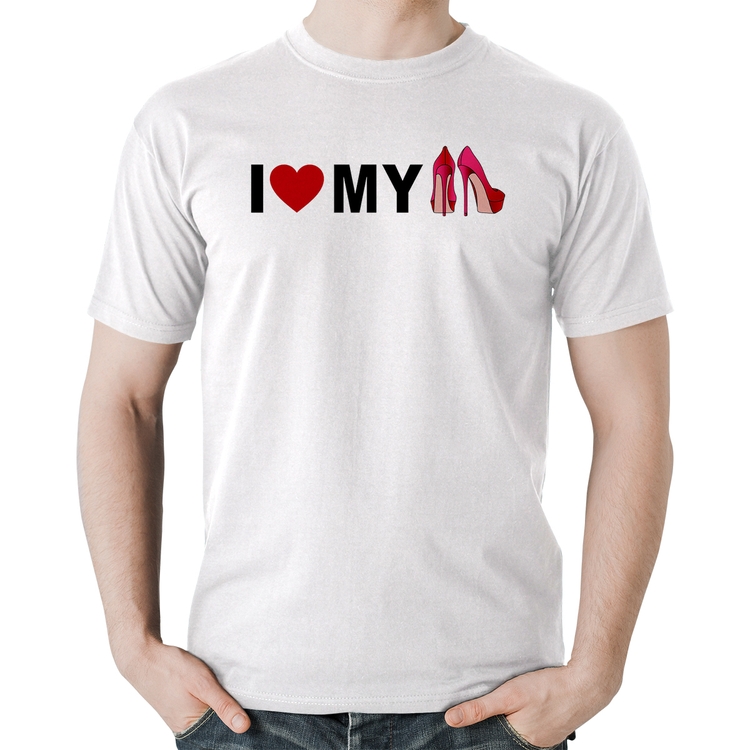 Camiseta Algodão I Love My Shoes - Branca