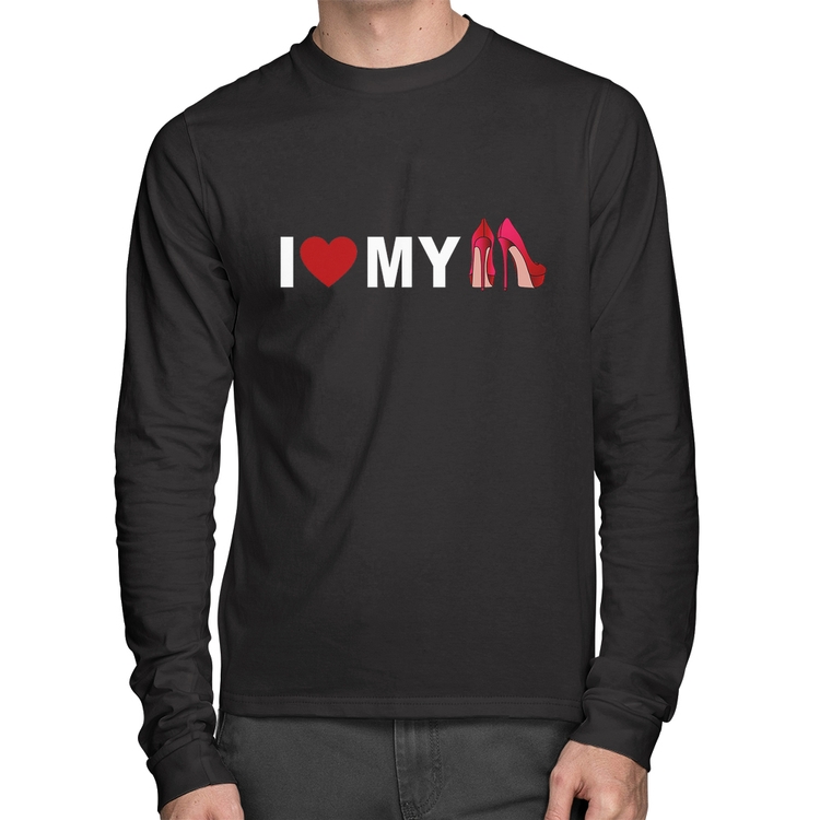 Camiseta Algodão I Love My Shoes Manga Longa