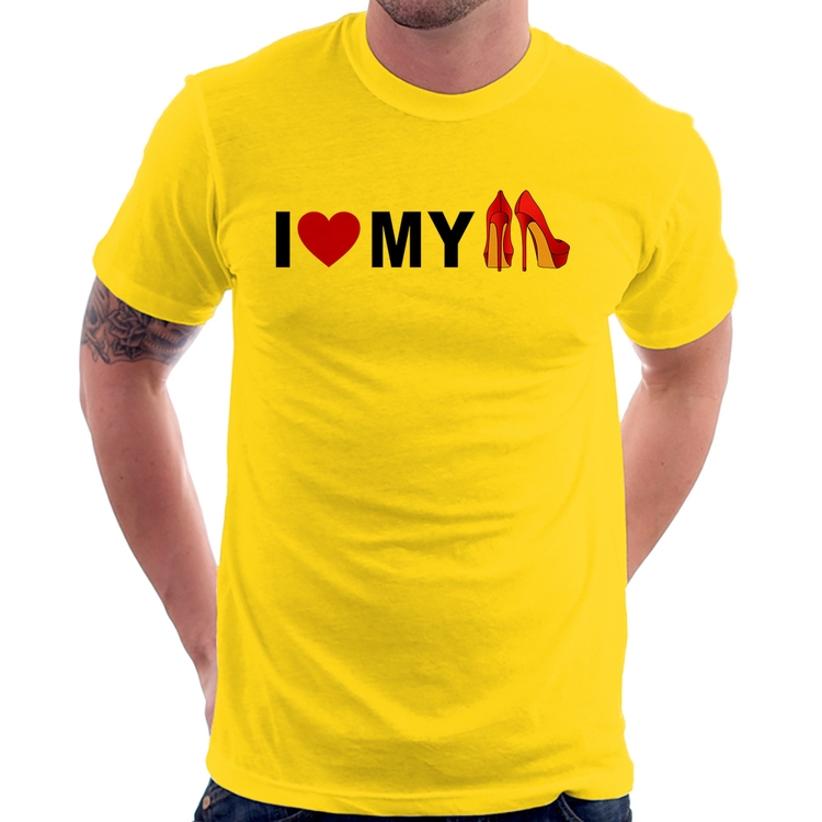 Camiseta I Love My Shoes - Amarela