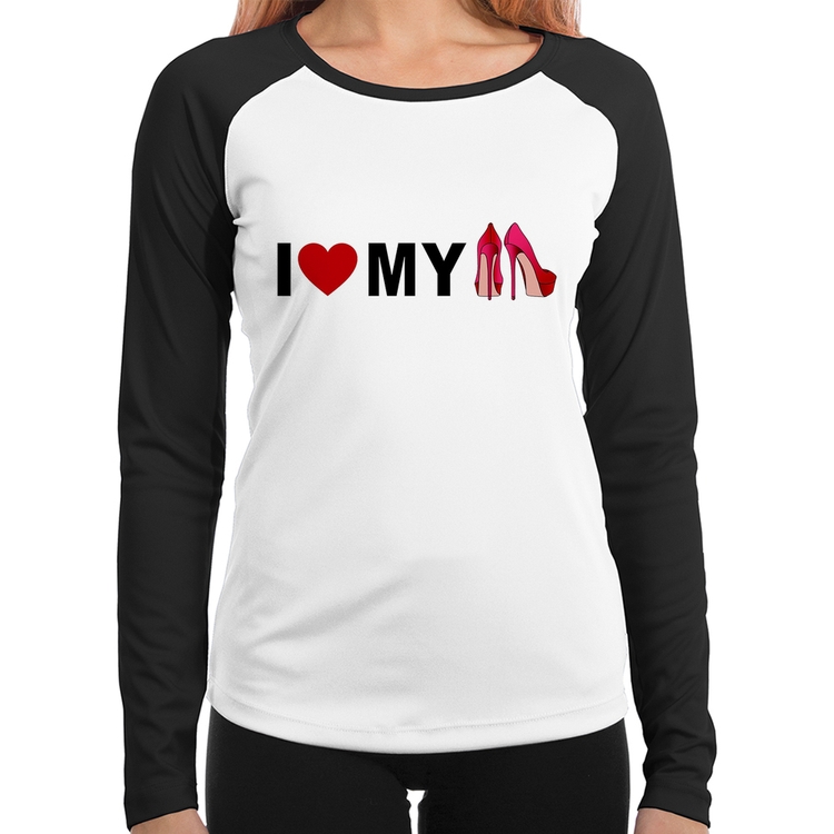 Baby Look Raglan I Love My Shoes Manga Longa