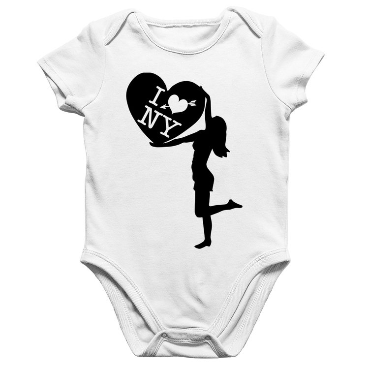 Body Bebê Algodão I love NY Girl - Branco