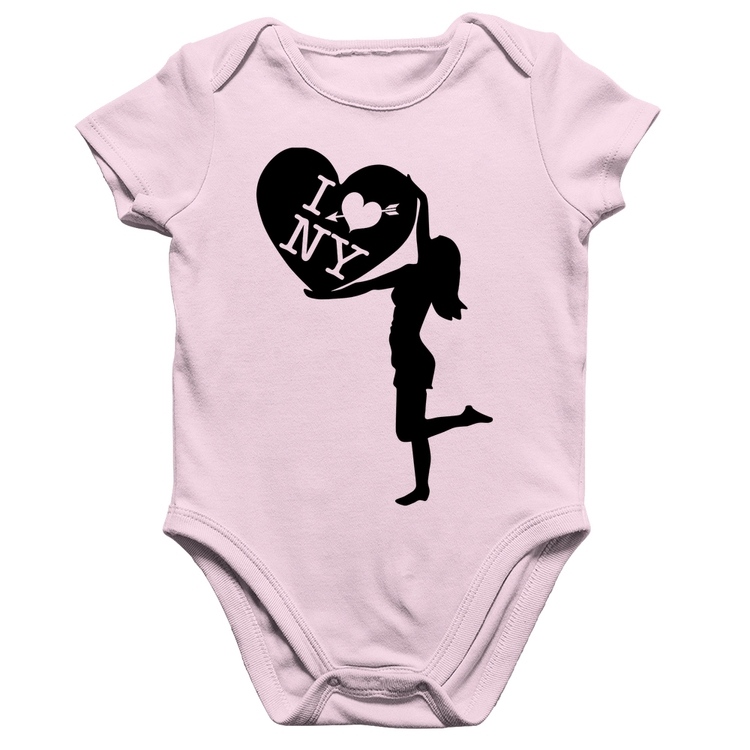 Body Bebê Algodão I love NY Girl - Rosa Bebê