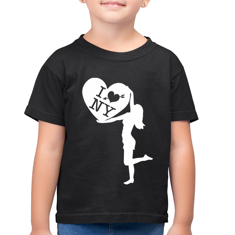 Camiseta Algodão Infantil I love NY Girl