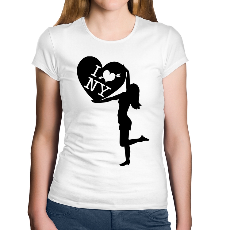 Baby Look Algodão I love NY Girl - Branca