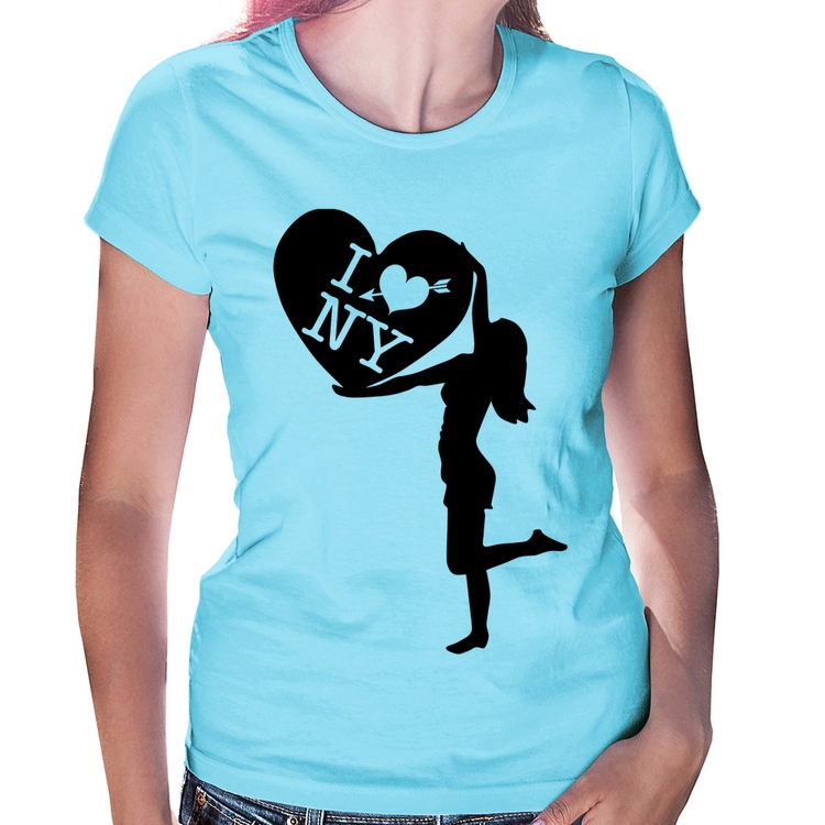 Baby Look I love NY Girl - Azul Bebê