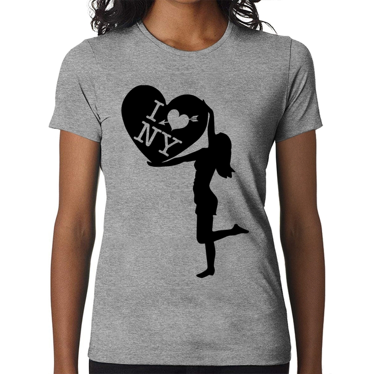 Baby Look I love NY Girl - Cinza