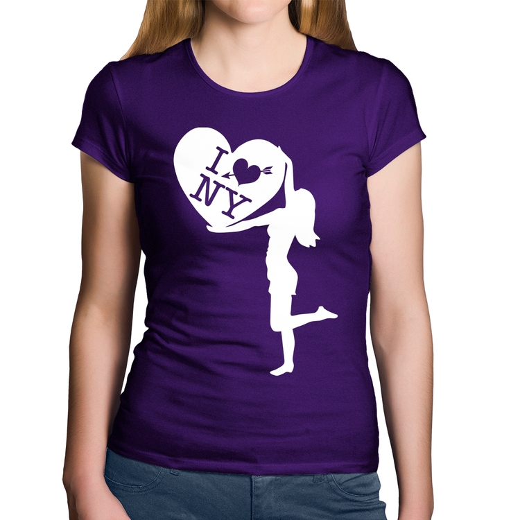 Baby Look Algodão I love NY Girl - Roxa