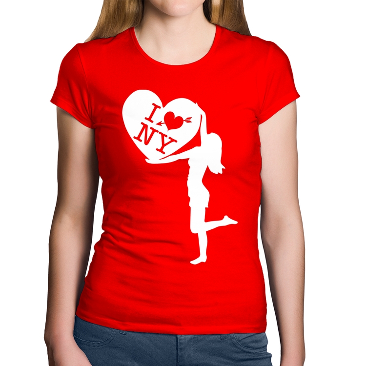 Baby Look Algodão I love NY Girl - Vermelha
