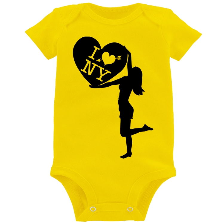 Body Bebê I love NY Girl - Amarelo