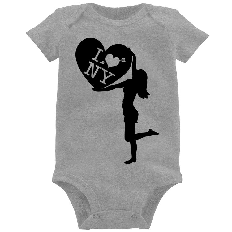 Body Bebê I love NY Girl - Cinza