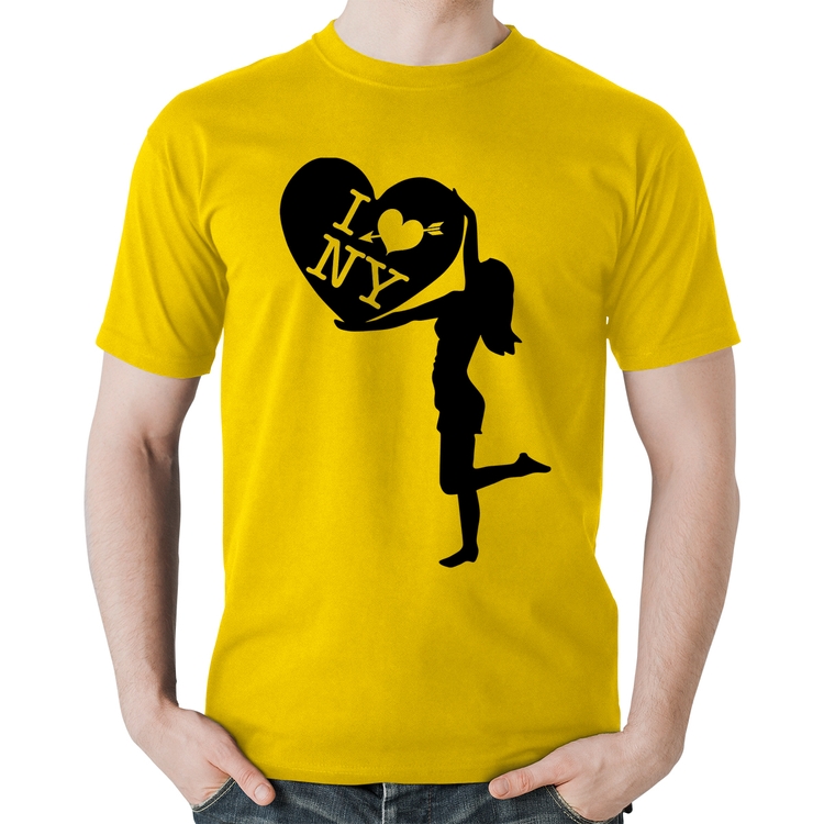 Camiseta Algodão I love NY Girl - Amarela