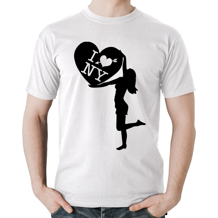 Camiseta Algodão I love NY Girl - Branca