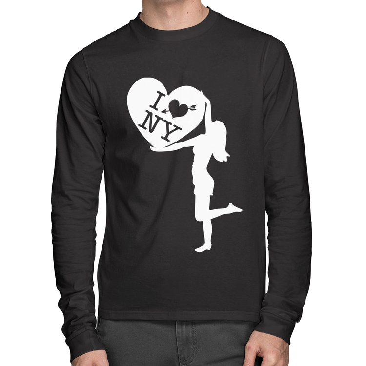 Camiseta Algodão I love NY Girl Manga Longa