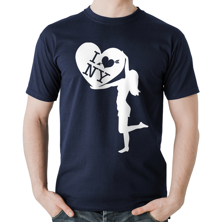 Camiseta Algodão I love NY Girl - Marinho