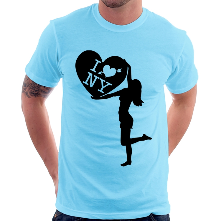 Camiseta I love NY Girl - Azul Bebê
