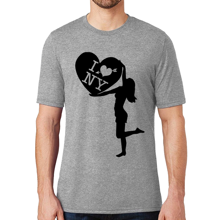 Camiseta I love NY Girl - Cinza