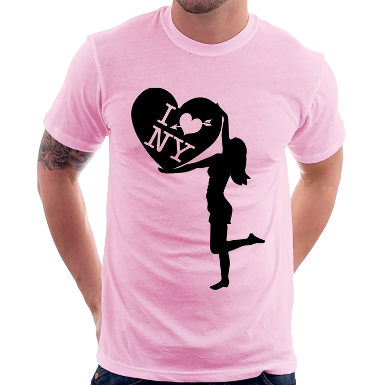 Camiseta I love NY Girl - Rosa Bebê
