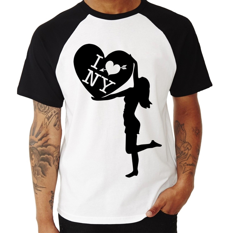 Camiseta Raglan I love NY Girl
