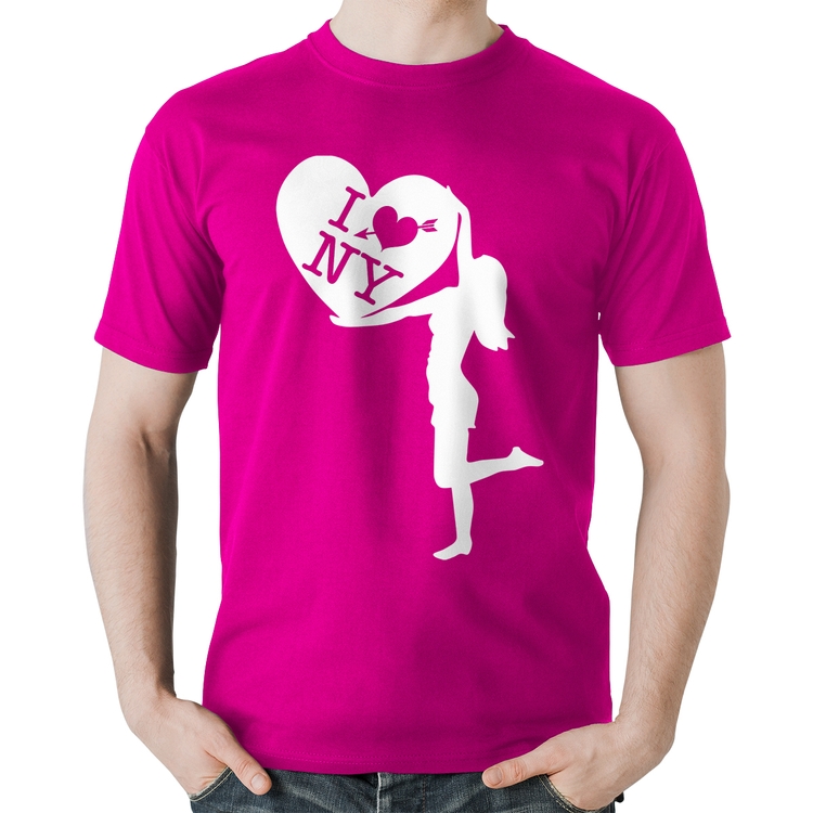 Camiseta Algodão I love NY Girl - Rosa