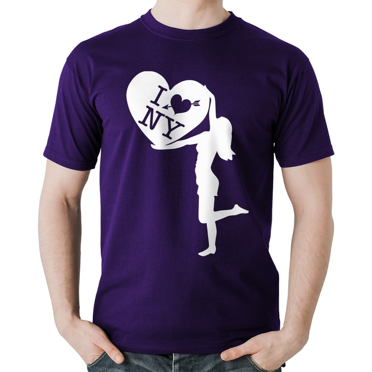 Camiseta Algodão I love NY Girl - Roxa