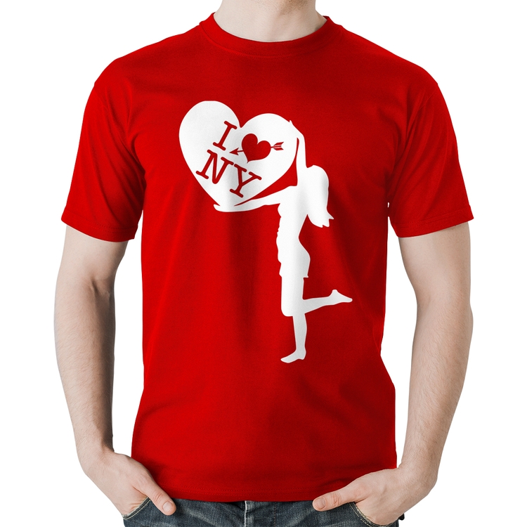 Camiseta Algodão I love NY Girl - Vermelha