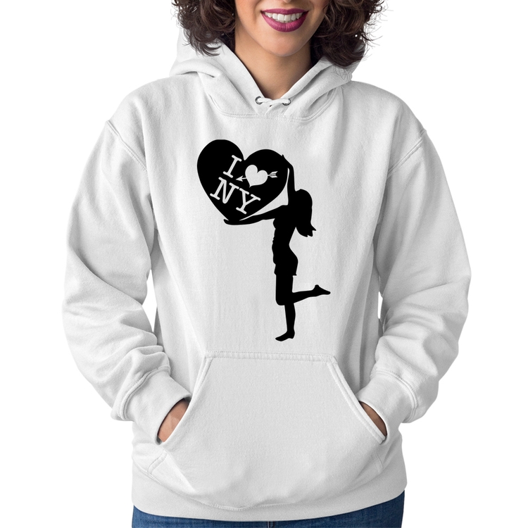 Moletom Feminino I love NY Girl - Branco