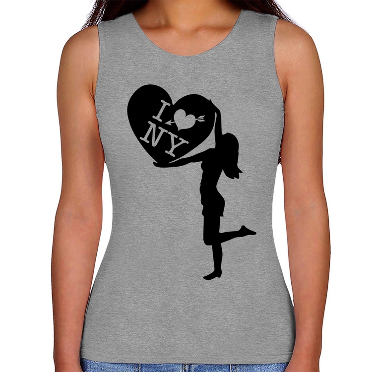 Regata Feminina I love NY Girl - Cinza