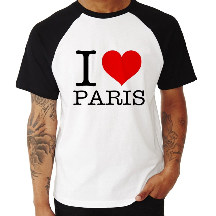 Camiseta Raglan I love Paris