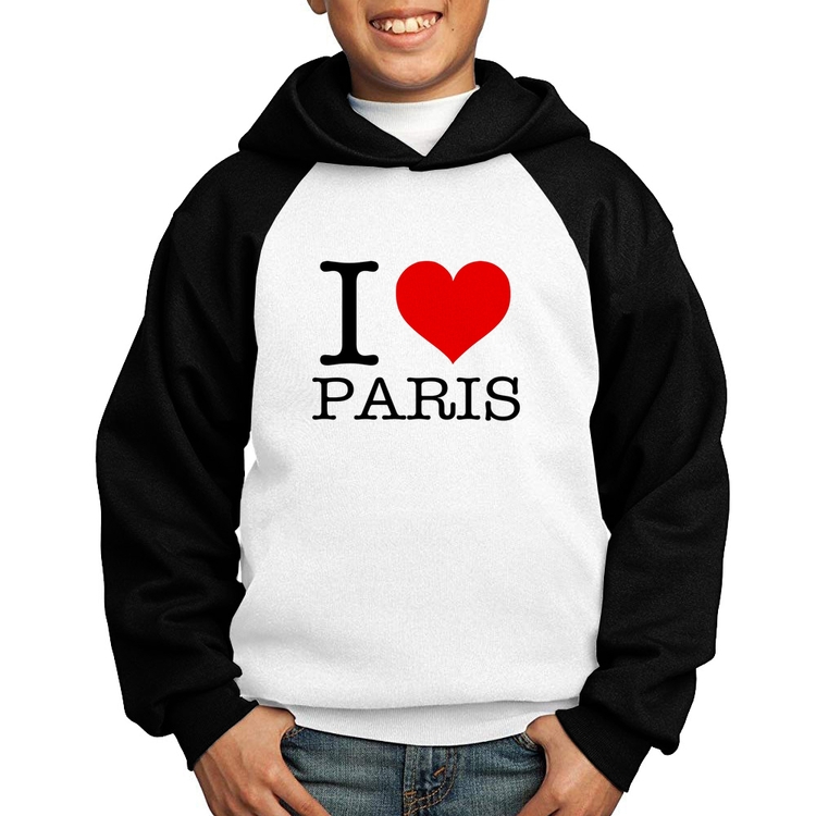 Moletom Infantil I love Paris - Branco/Preto