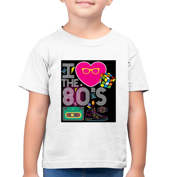 Camiseta Algodão Infantil I Love the 80's - Branca