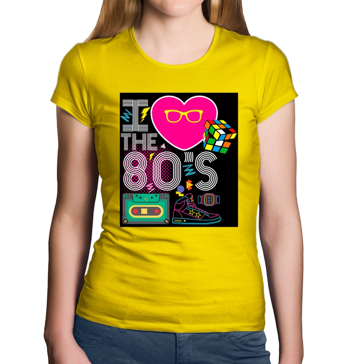 Baby Look Algodão I Love the 80's - Amarela