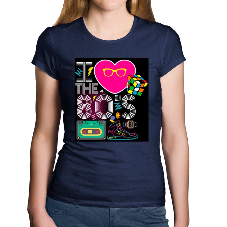 Baby Look Algodão I Love the 80's - Marinho