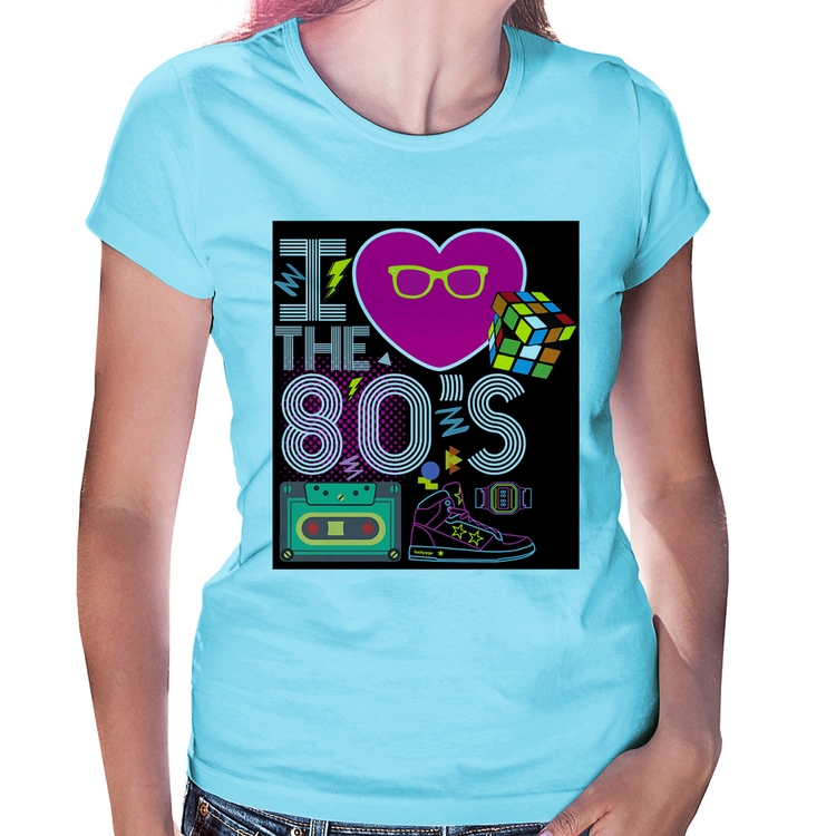 Baby Look I Love the 80's - Azul Bebê