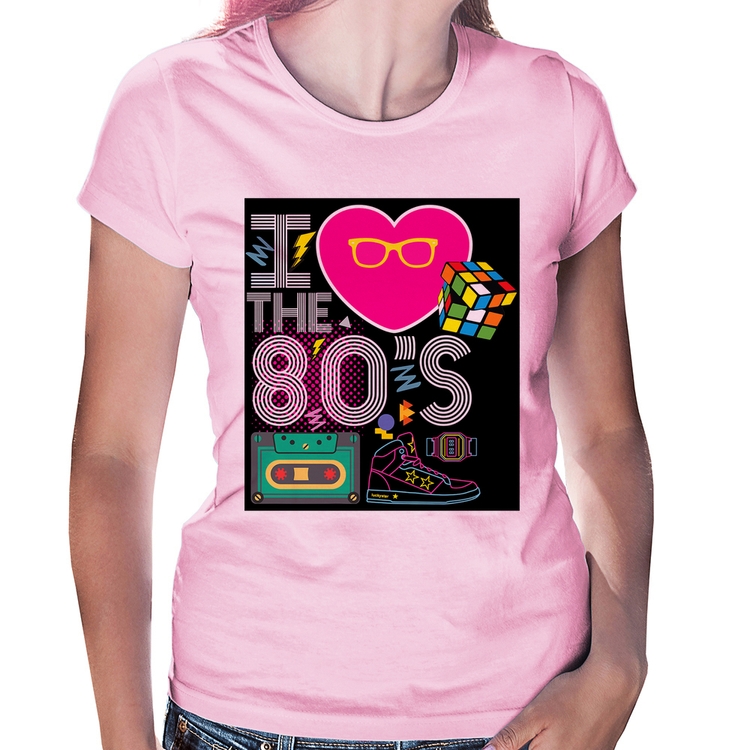 Baby Look I Love the 80's - Rosa Bebê