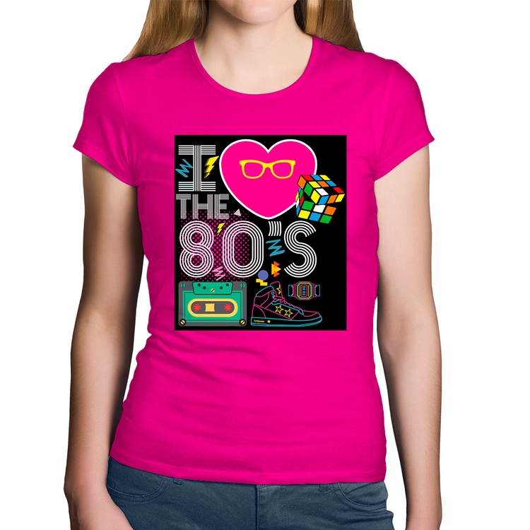 Baby Look Algodão I Love the 80's - Rosa