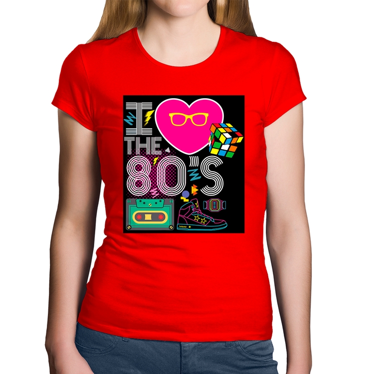 Baby Look Algodão I Love the 80's - Vermelha